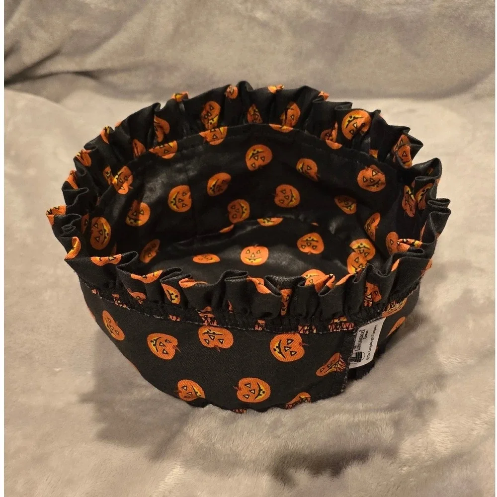 Longaberger Halloween Fabric Basket Bowl Jack O‎ Lantern Decor USA Made 6